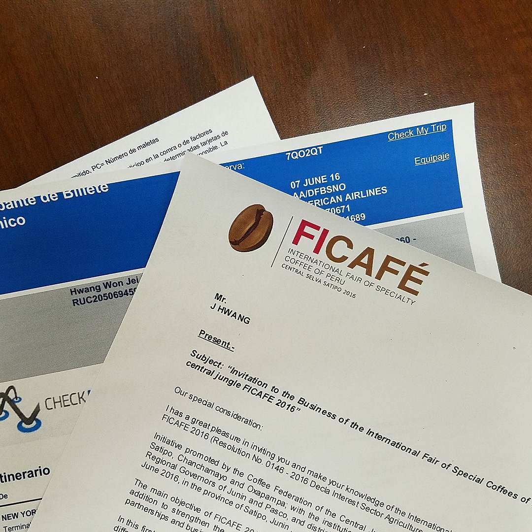페루에서 초청받아 제가 해외를 나가게 됐네요~ #invitation #peru #ficafe #cafedecupping #nyc #뉴욕 #라이프 #자랑 #buf  buff.ly/2185Wop