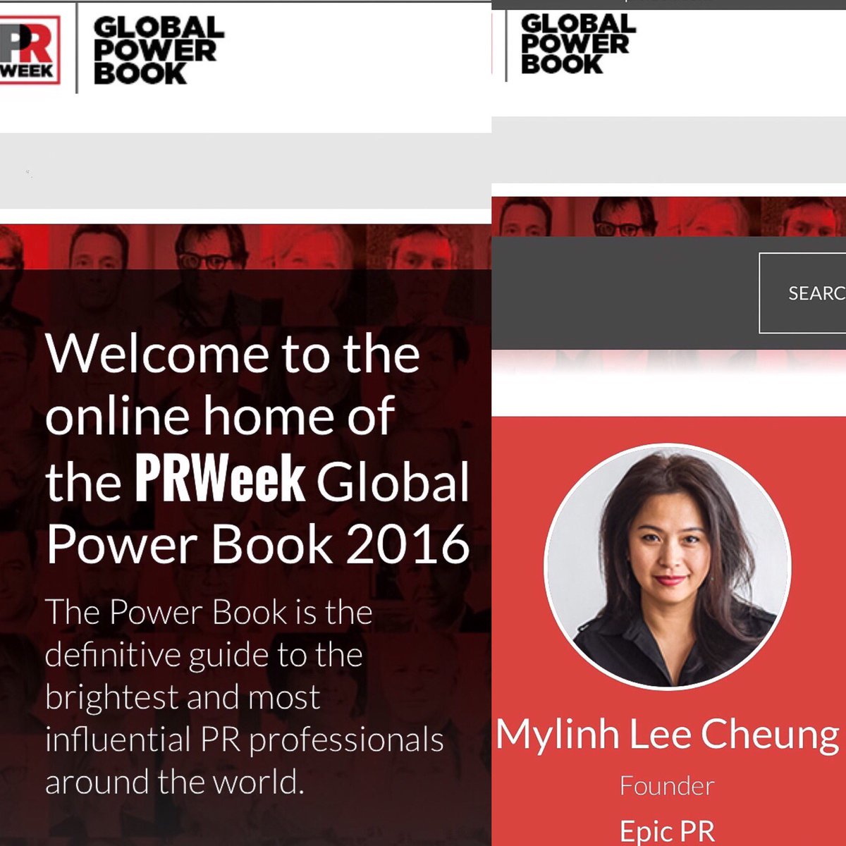 EpicPRAsia's tweet photo. Thx @PRWeekAsia for including us in the Global Power Book 2016. What an honour. So chuffed! https://t.co/kAo5x0bvvv https://t.co/c6Z0hy5Exe