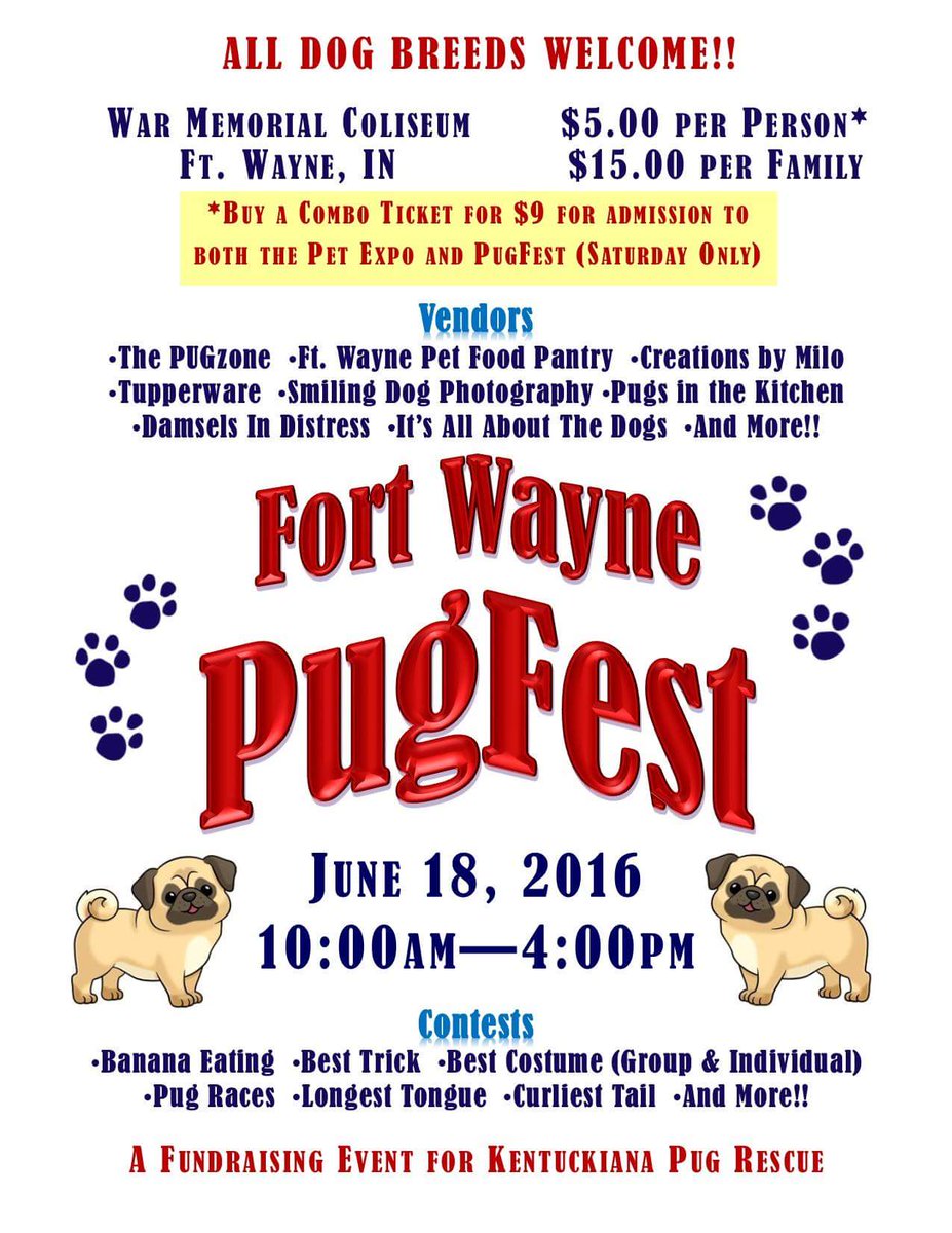 PugKitchen's tweet image. Pugs In The Kitchen will be at the Fort Wayne PugFest on June 18th!!!