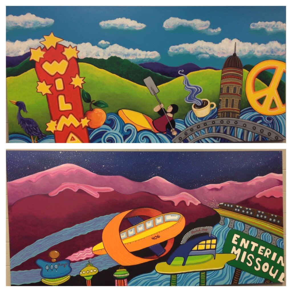 WAHS_JB's tweet photo. Ss @WillardAltHS and #Flagship coordinator Melissa Madsen unveil murals history #Missoula @missoulajobs #Brilliant https://t.co/LsWCzlU7ws