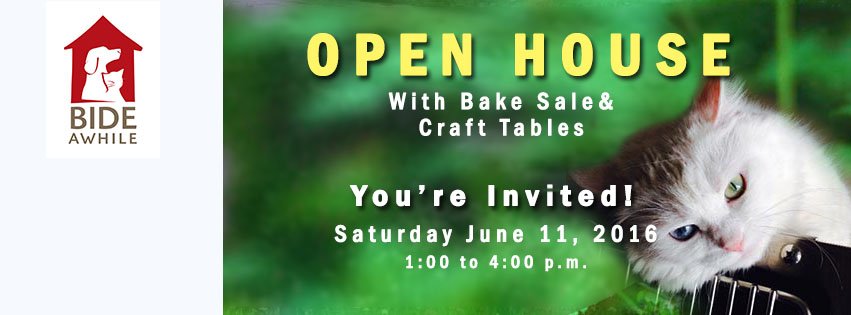 bideawhile's tweet photo. You're Invited - Open House June 11, 1:00 to 4:00 pm. Tours, refreshments, bake sale and crafts. Meet the animals! https://t.co/5GhkZMuGP8