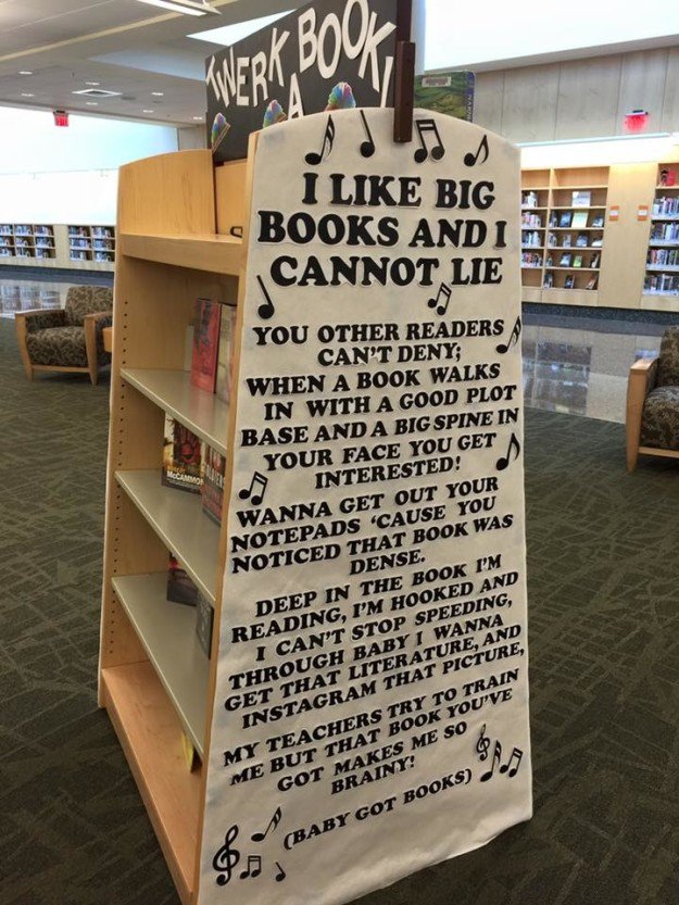 BuzzFeed's tweet photo. People are loving this library’s “Baby Got Books” display https://t.co/nu9NCiuALI https://t.co/6iXOC43QvN