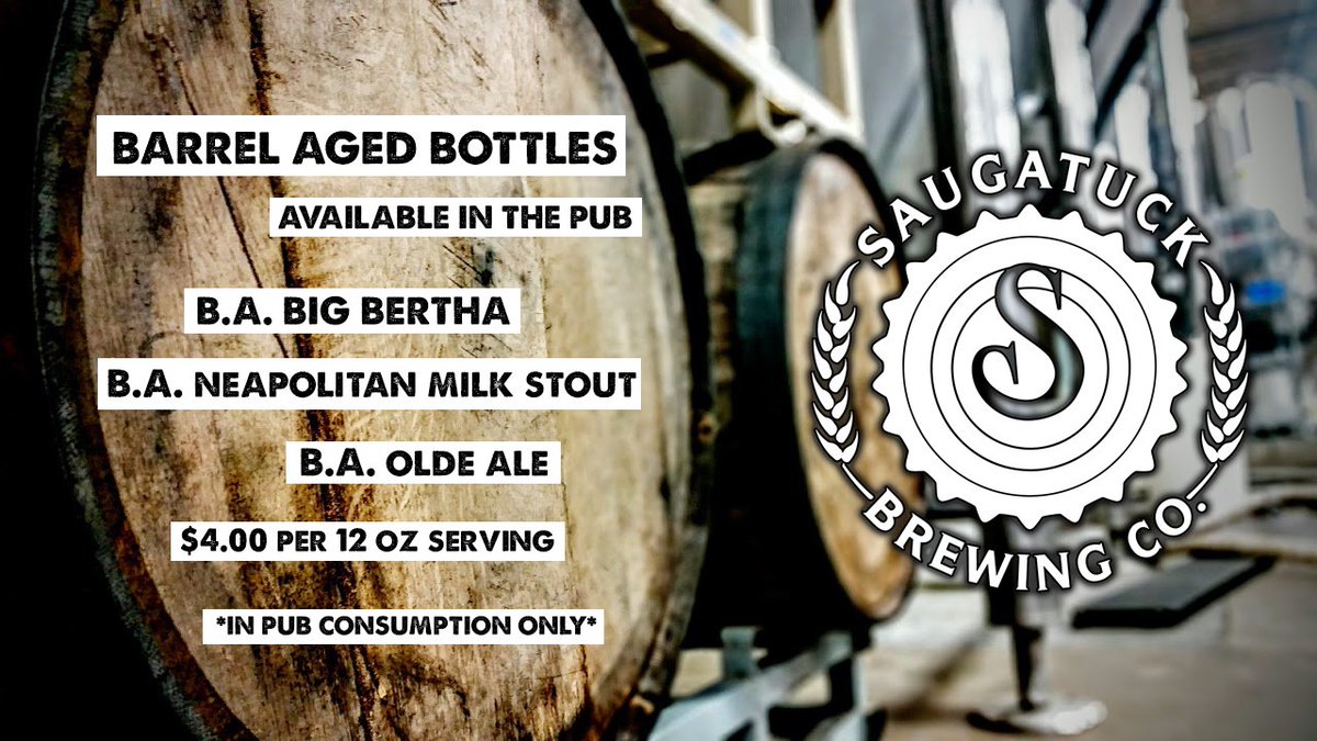 saugatuckbrew's tweet photo. Enjoy these three #BarrelAged beers exclusively in the Pub! Available for a limited time! #PubExclusive #SBrewing https://t.co/wHrBgcMacI