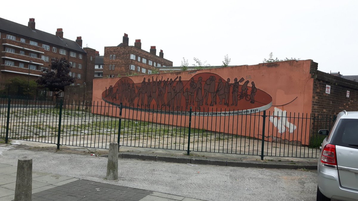 CllrNickSmall's tweet photo. Meeting @NetworkRailLIV with Sharon at the Bronte Centre to look at plans to upgrade the Bullring community mural https://t.co/joGhc38mlO