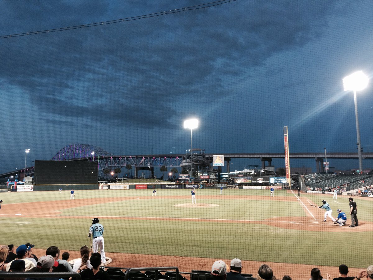 rexengineer's tweet image. Road tripping #InsideOutbound: Minor league baseball inside @Whataburger Field with a view of the USS Lexington.