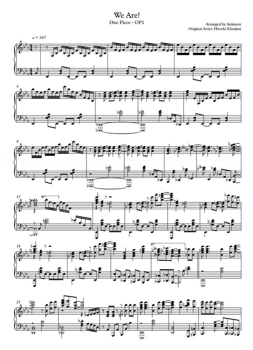 Animenz Piano Sheets V Twitter The Sheet For We Are One Piece Op1 Has Been Finished After This There Will Be One Last Upload Before I Stop T Co Qfk32oju3n Twitter