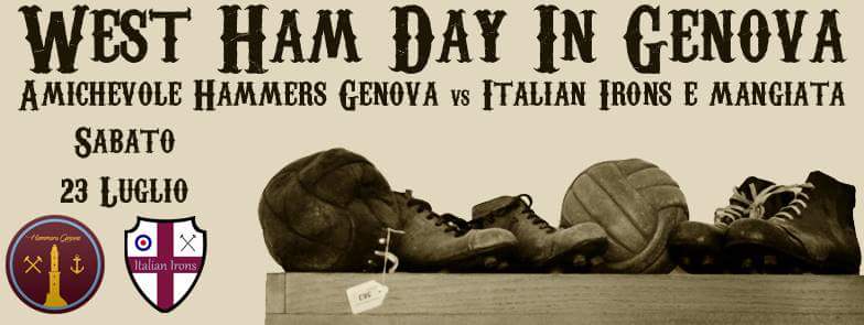 ItalianIrons's tweet photo. It will be a massive day in Genova next July! Us and @HammersGenova together to celebrate @whufc_official! #COYI https://t.co/b3W1zAzVfn