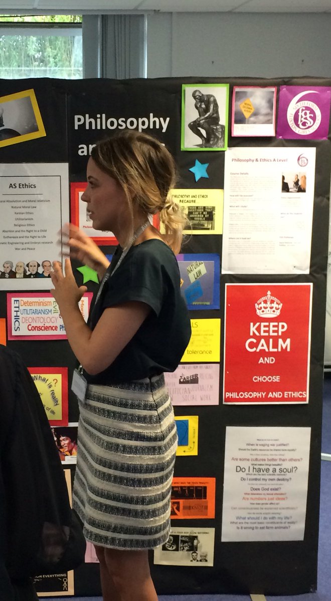 FGS6thForm's tweet photo. @Ohalloran_Tara @FlixtonGS explains the philosophy & ethics course outline. #yoursixthform https://t.co/fbpESjBZqc
