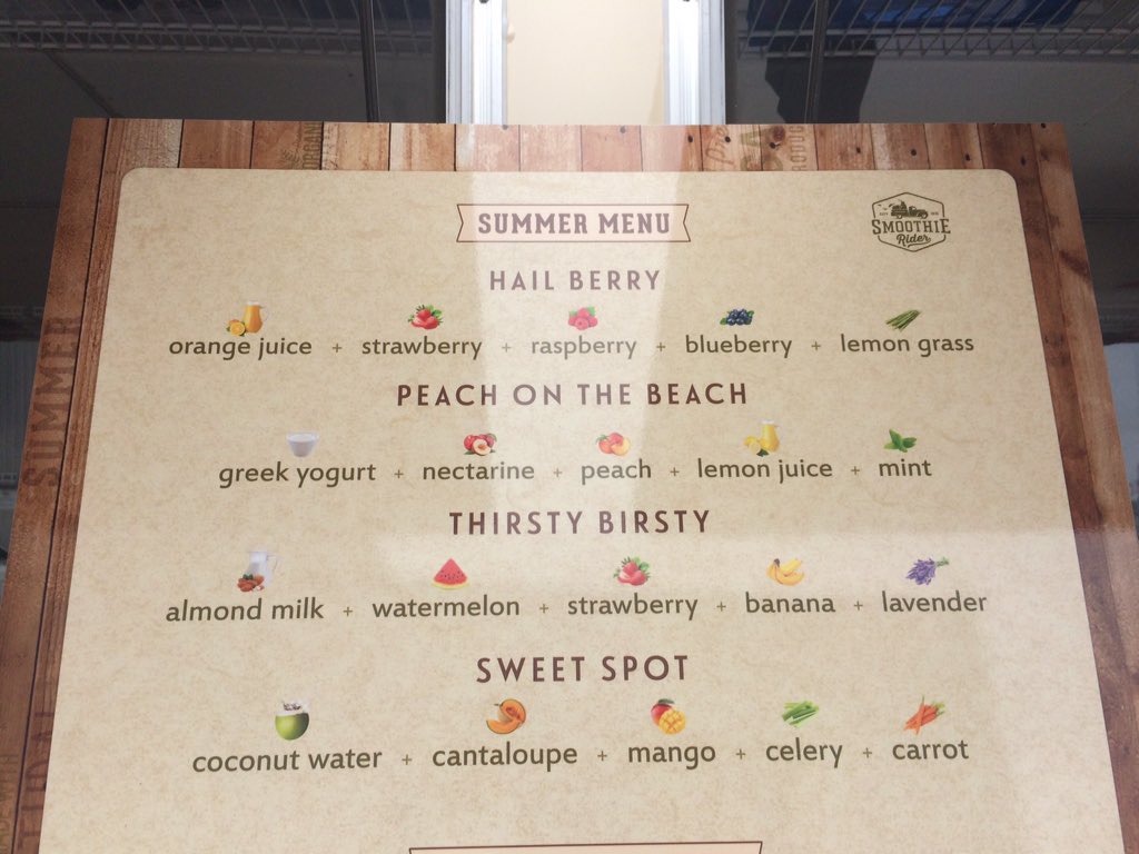 SmoothieRider's tweet photo. New summer menu ! #SDSummerTravel #LunchBox #lunchtime #smoothie #vegan #paleo #SanDiego #SoCal #California https://t.co/PIba5Bw7IV