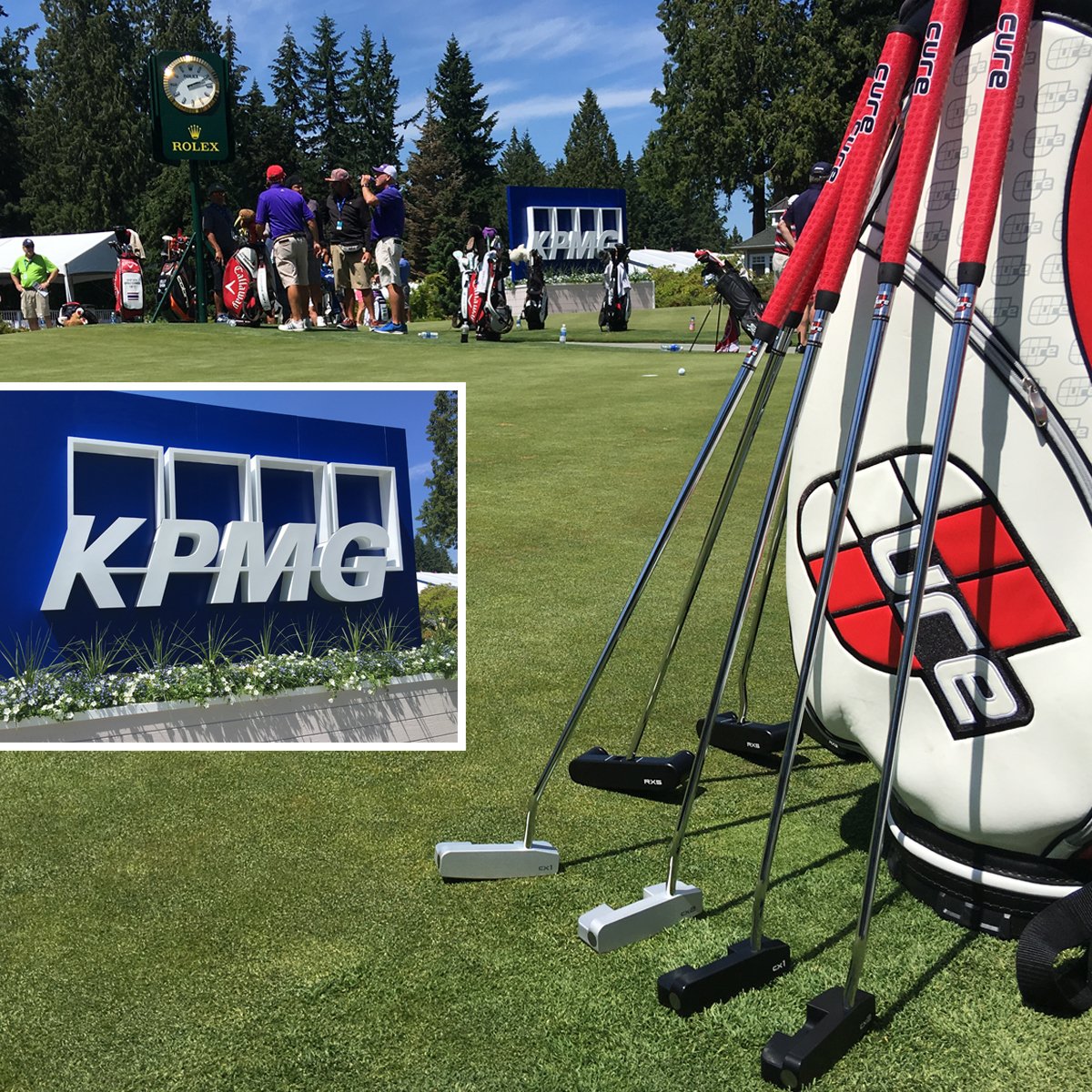 CurePutters's tweet photo. #Cureputters On the practice green at the @KPMGWomensPGA @LPGA 
#HighMOI #MakeMorePutts https://t.co/ws3bBOL381