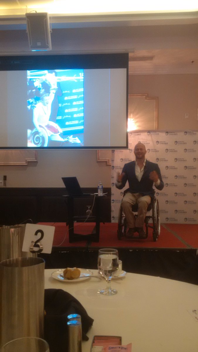 spegg's tweet photo. Inspiring talk by marathon champ @joshcassidy84 @GuelphChamber luncheon. Thanks @Bell for invite. #leadership https://t.co/lqHE9EkKyL
