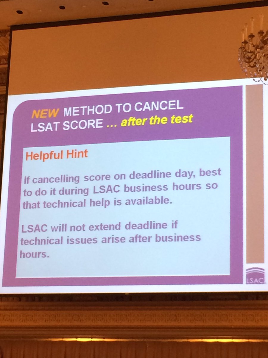 UMassPreLaw's tweet photo. Cancelling your #LSAT? You have six days post-test and can do it online. Caveat in photo! #PLANC2016 @Official_LSAT https://t.co/EGVLuWwW6p