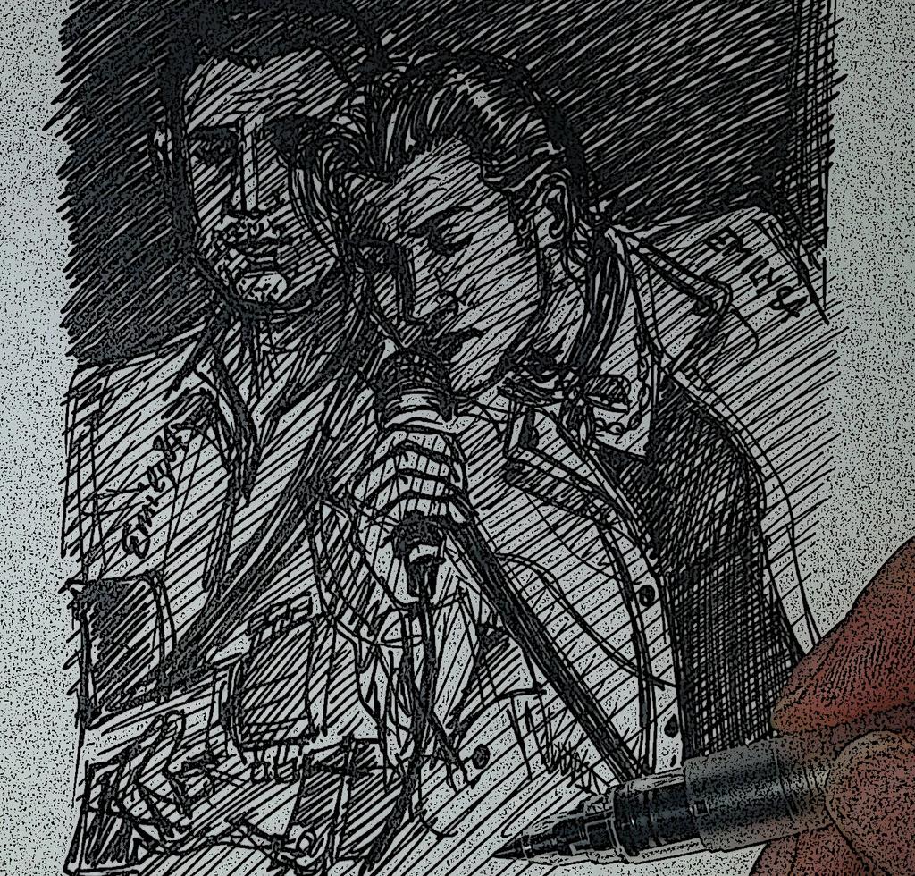 Emiko84's tweet photo. 7min sketch in between translation assignments. -25 to their gig in #Ferrara! ☆ #tlsp #tlsp2 #eycte #alexturner https://t.co/LwUpRXTI7r