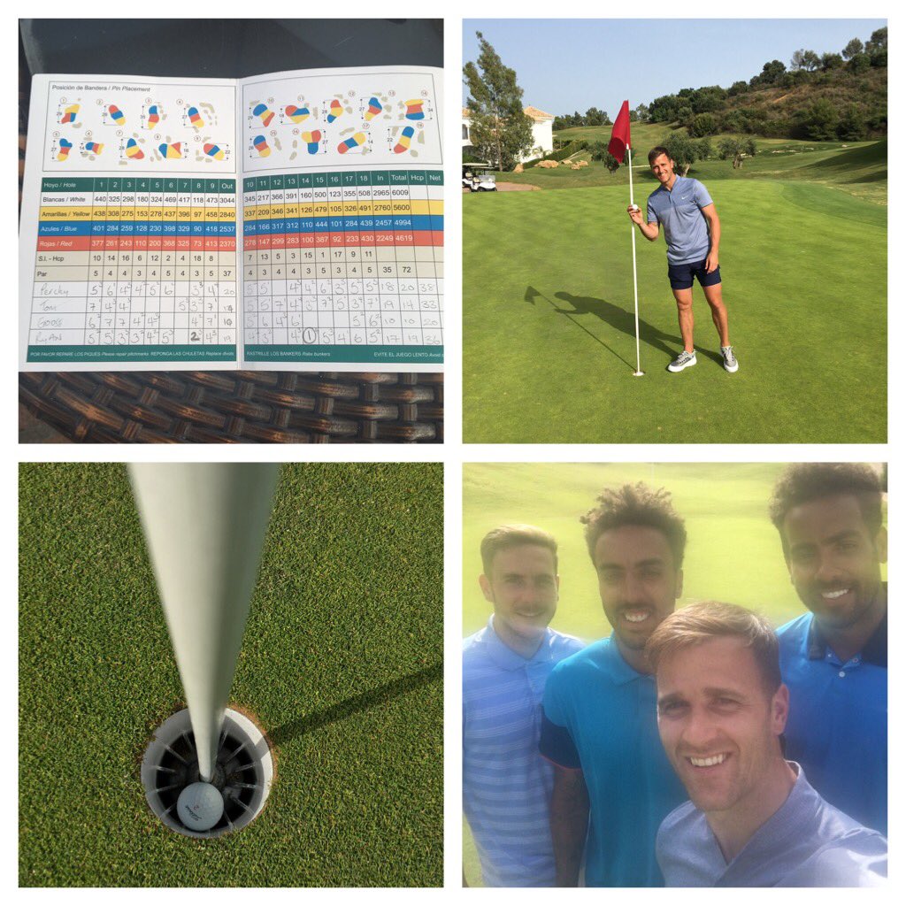 TaylorR1984's tweet photo. Fantastic day of golf with the lads @LaCala_Resort delighted with my hole in 1 on 14 #Ace #@Huddz8 #Perchy #Goose https://t.co/aeZnjvY1sW