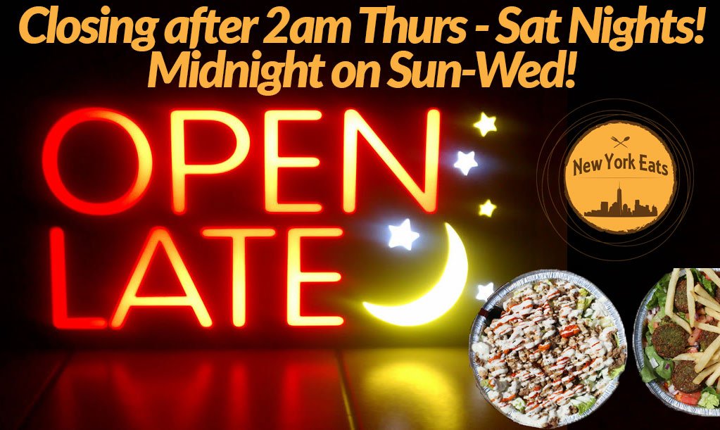 nyeats1's tweet photo. Reminder our late summer hours start TONIGHT! 
#spreadtheword #latenightcravings #notfastfood #thatsaucetho https://t.co/haRjirL5kO
