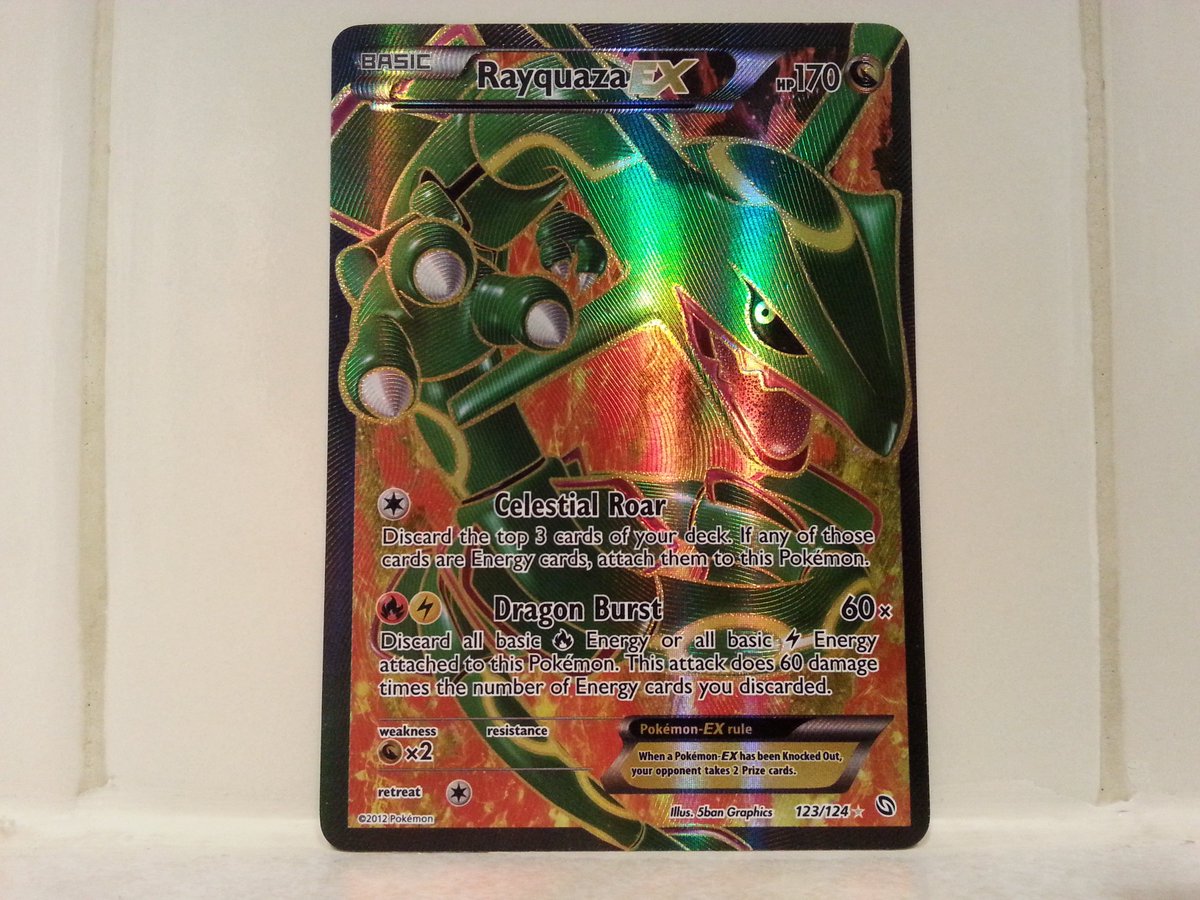Rayquaza EX 123/124 Full art Rare Dragon type Basic 170 HP Dragons Exalted  expansion #Pokmon