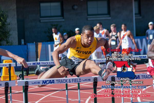 MOTrackFanatic's tweet photo. #NCAATF #DIChamps @IowaXC_TF Jr Aaron Mallet-McCluer North HS- takes 14th in 110H in 13.80, 4x1 takes 16th in 39.75 https://t.co/iDELZpZVGF
