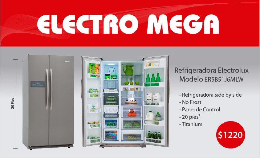 ElectroMegaEc's tweet photo. Refrigeradora Electrolux Modelo ERSB53B6MLT 
Precio $ 1220 Dólares https://t.co/8xWA90eDhH