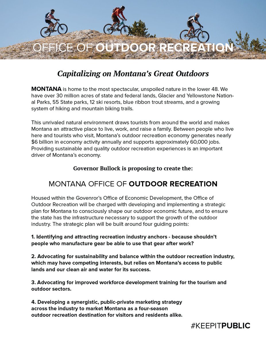 1. Creating the Montana Office of Outdoor Recreation #KeepItPublic #MTPol #MTNews