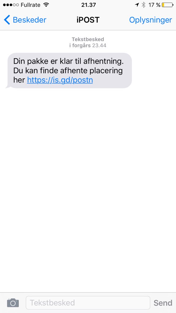 Benji8000dk's tweet image. jeg har fået denne her SMS, sikkert også #iphonehacking