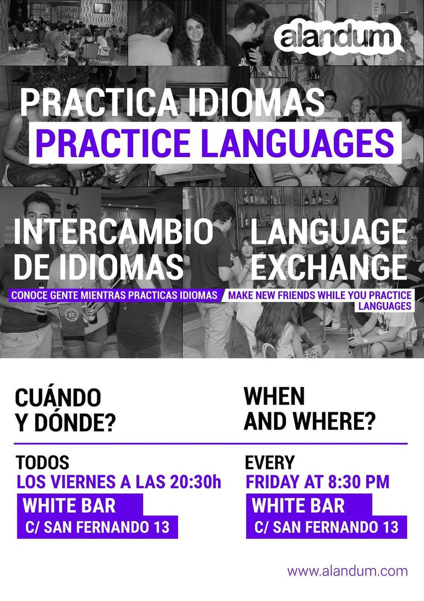 WhiteBarSevilla's tweet photo. Mañana estaremos de intercambio lingüístico ;) ¡Conoce gente y practica idiomas! https://t.co/v29bqjiP9y