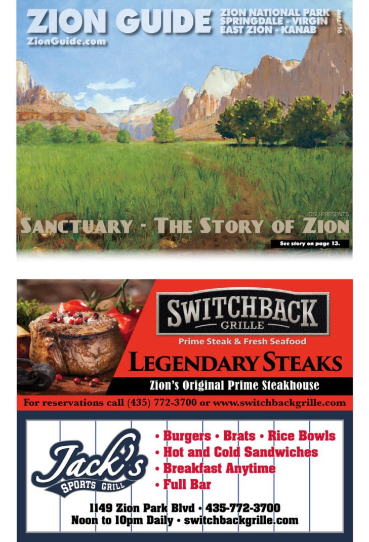#June 2016 Zion Guide features "Sanctuary - The story of #ZionNationalPark ."  springdale.co/june-2016-zion… #southernutah