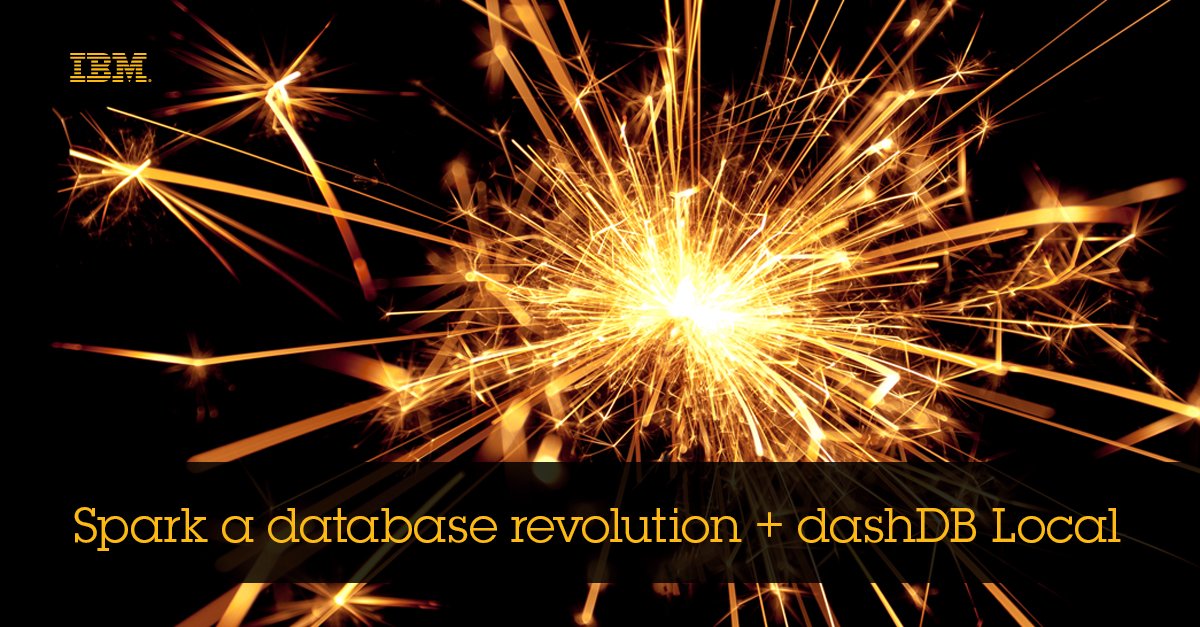 IBMData's tweet image. Spark a database revolution with dashDB, the new open #datawarehouse platform. #DataOnDemand ibm.co/dashdb-local