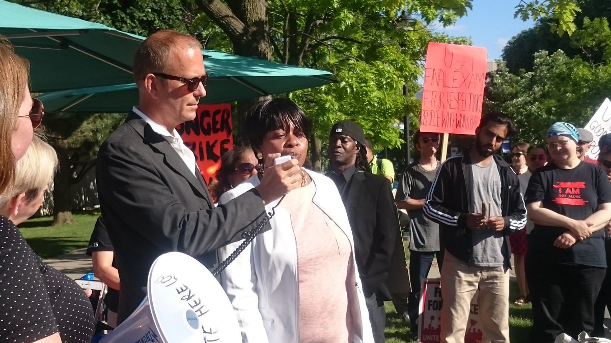 Another hunger striker who works at Sid Smith at #UofT explains she is fighting for her job security. #weareuoft