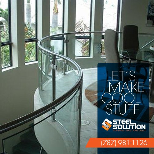 SteelSolutionPR's tweet image. We can make your curve cristal and stainless steel railing.  Call us for a free quote 787-981-1126 #SteelSolution