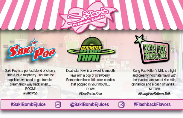 #ThrowbackThursday #FlashbackFlavors from #SakiBombEjuices #SakiPop #DeathstarKiwi &amp; #KungPaoKittensMilk