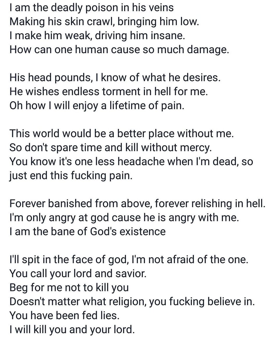 Lyrics to our latest single "Bane Of God's Existence"