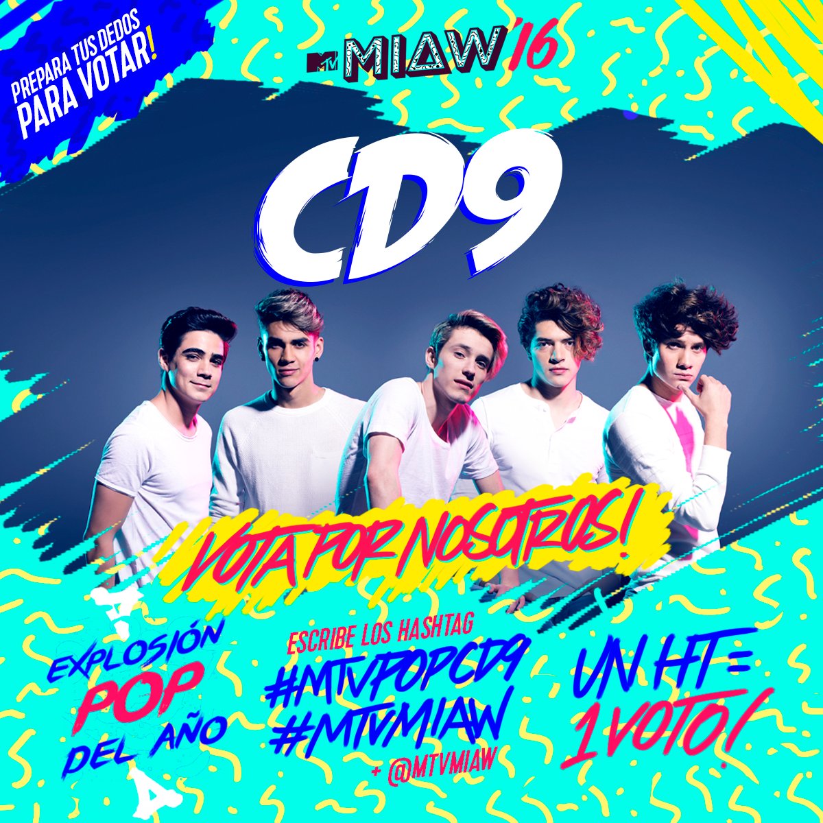 CD9's tweet image. ¡También pueden votar por aquí con los hashtags #MtvPopCD9 #MTVMiaw! ¡Recuerden 1 HT = 1 VOTO! @MTVLA @mtvmiaw