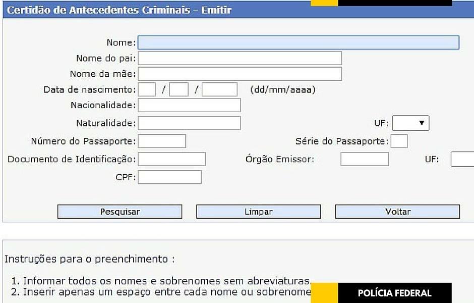 Certidão de Antecedentes Policiais