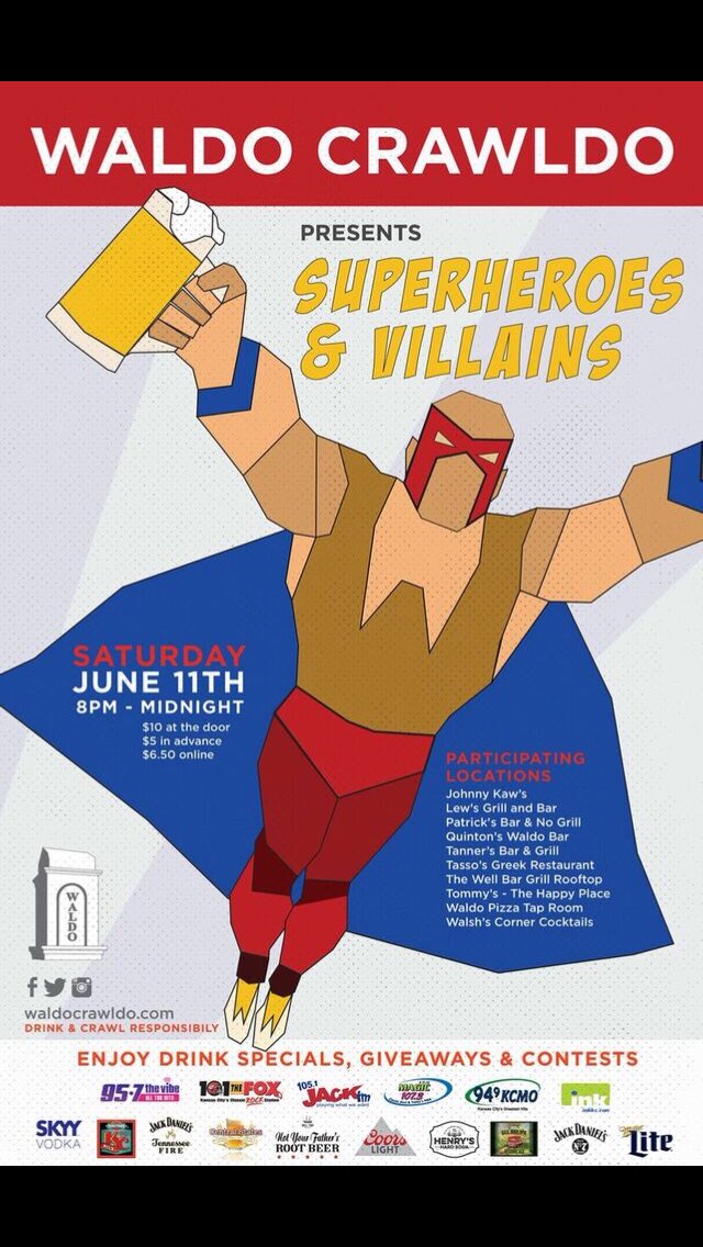 Join us Saturday for "Waldo Crawldo" It's pretty much the Fake Patty's Day of KC but with capes <a href="/EverythingWaldo/">Everything Waldo</a>