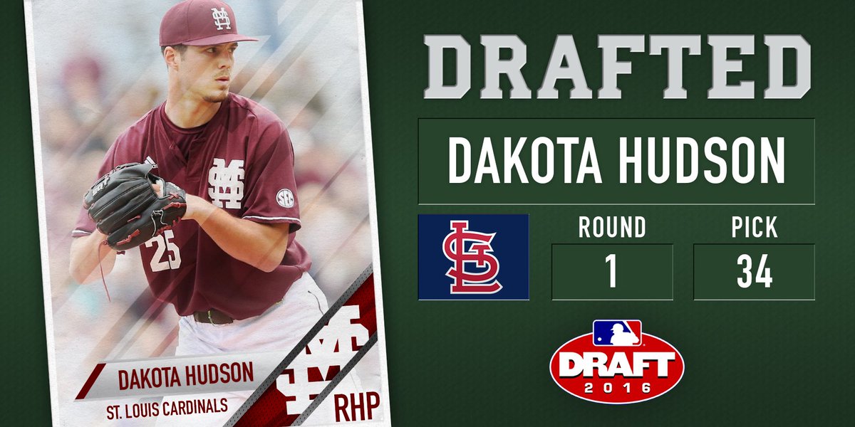 HailStateBB's tweet photo. You arrived a 36th rounder.
You're leaving a first rounder.

Congrats @HudsonDakota on going 34th to the @Cardinals! https://t.co/of3DDL9HWg