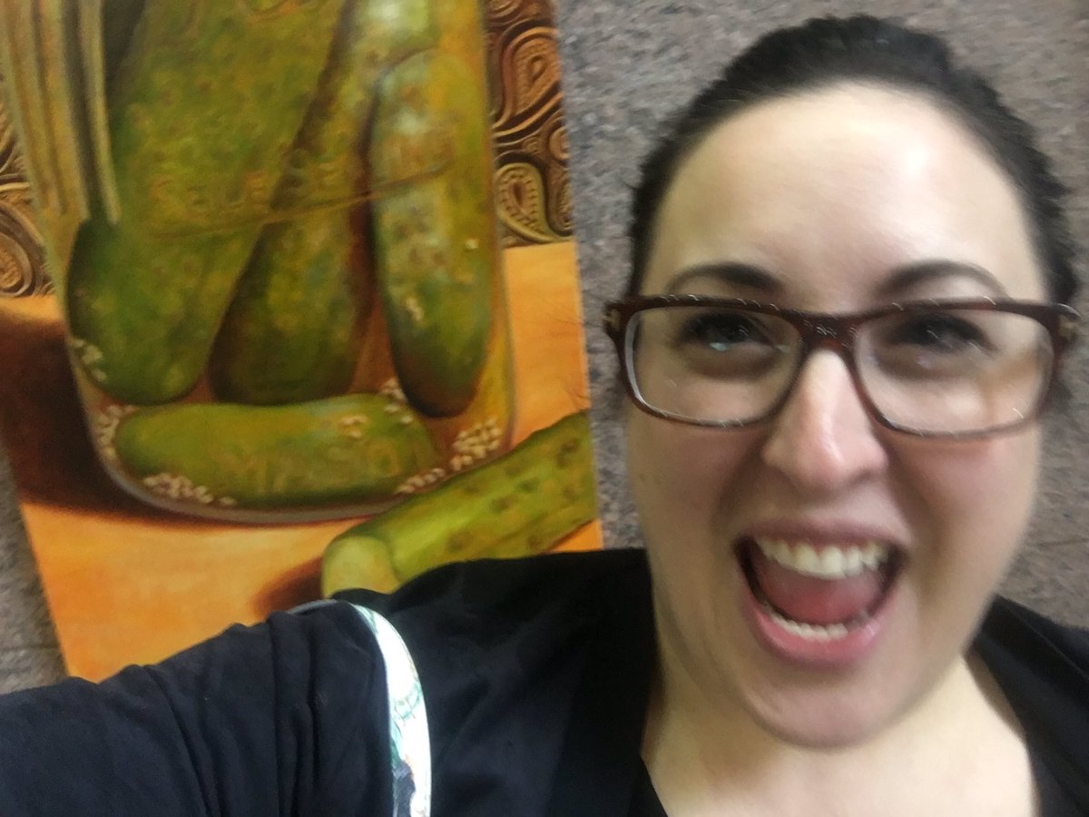 jburstall's tweet photo. @EdmontonTourism @VolunteerAB @Propellus #PMINAC2016. Highlight? This selfie with a portrait of pickles. https://t.co/iceRLoUqVR