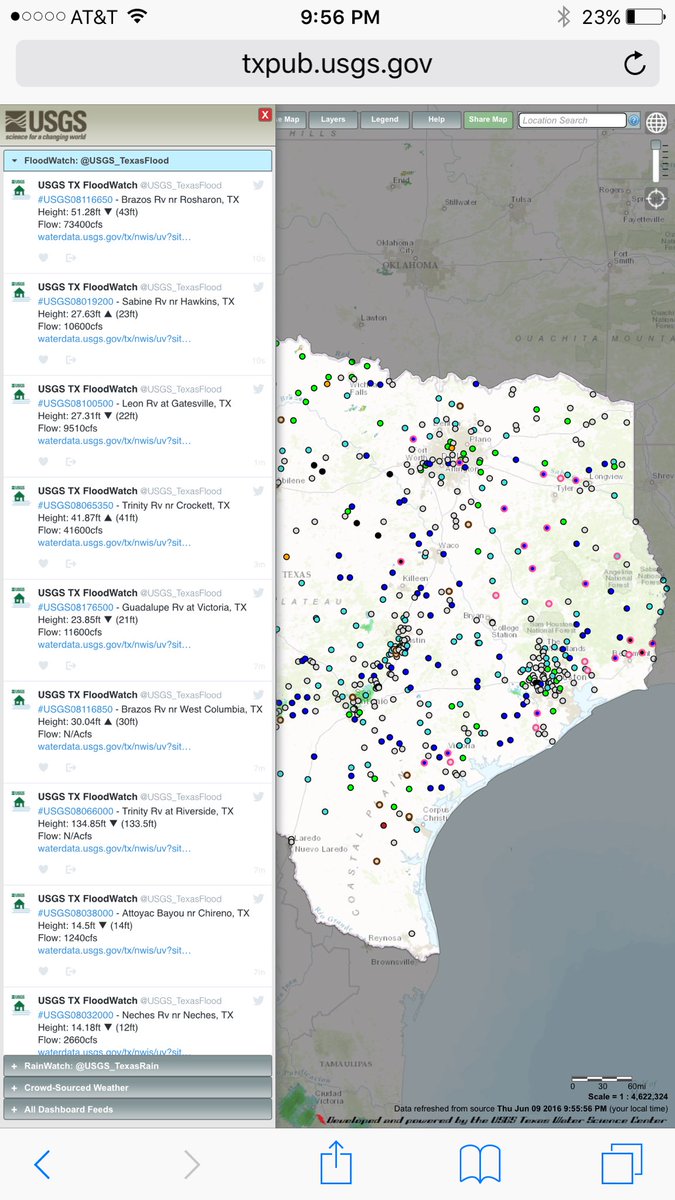 danielkpearson's tweet image. #TxWD shows 24 @USGS streamgages still over @NWS flood stage. Rivers across #Texas continue to fall. #txflood #txwx