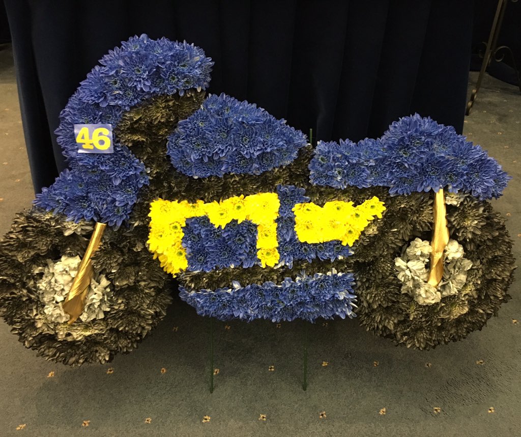 A very special floral tribute for a huge fan of motorbike racing. #personal #funeral #valentinorossi #florist