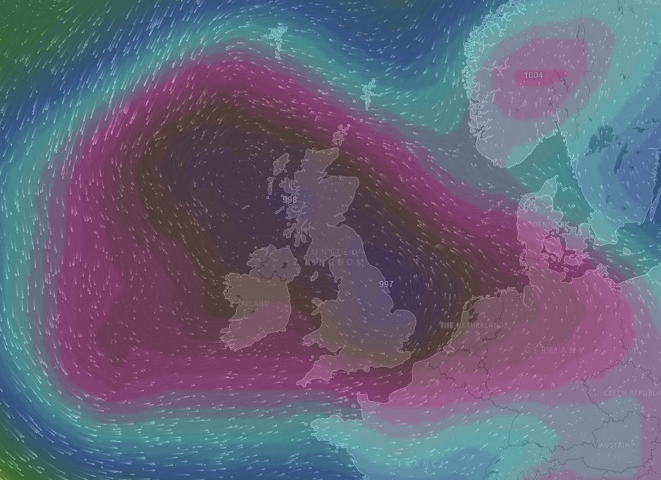 AnglersWeather's tweet photo. Low pressure moving in after the weekend, as it looks on Tuesday ~ https://t.co/kZX7JcylQp