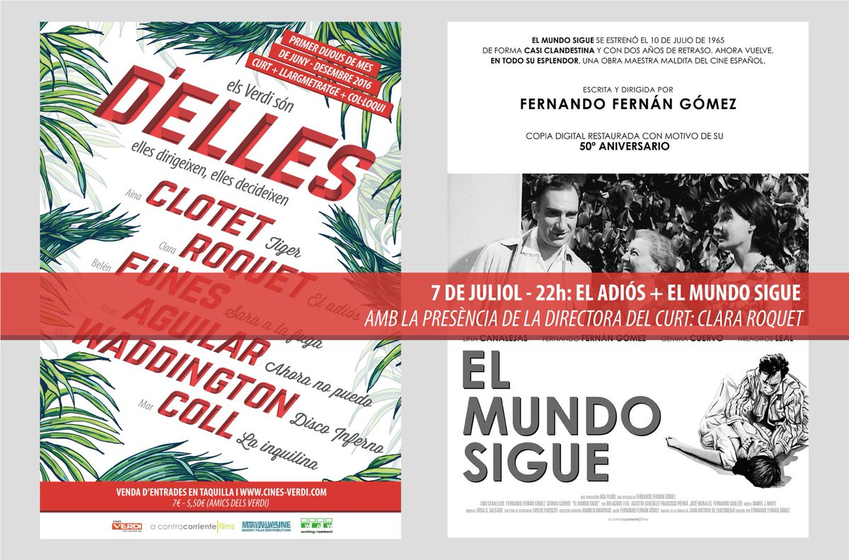 waw_cine's tweet photo. El pròxim 7 de juliol @ClaraRoquet presentarà "El adiós" seguit de "El mundo sigue" 
https://t.co/iLbKScmGE6
+Info⬇️ https://t.co/dHmALdrmgn