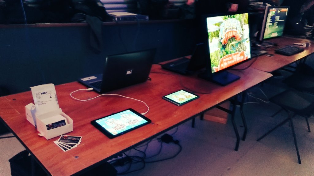 riverianpirates's tweet photo. We are today and tomorrow at Vectorama, come check out our game-demo. #Vectorama2016 https://t.co/SnFT8aa5CA