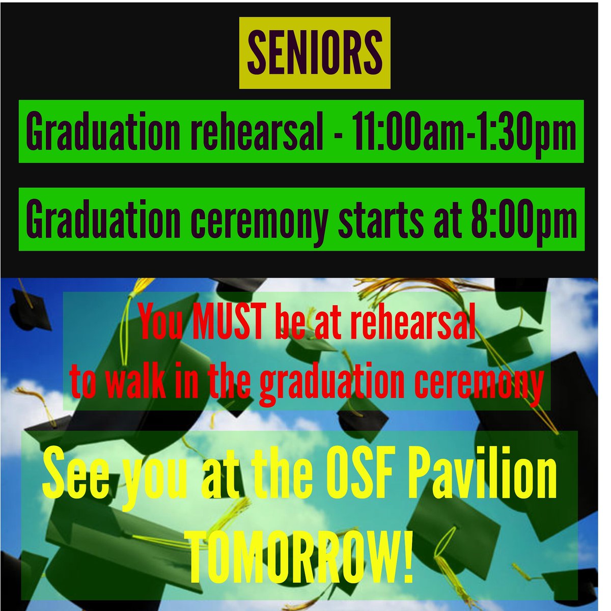 scotsmandaily's tweet photo. SENIORS - report to the Pavilion between 10:30am-11am! Here we go! #scotspride #mckseniors https://t.co/JvL3xOKrZZ
