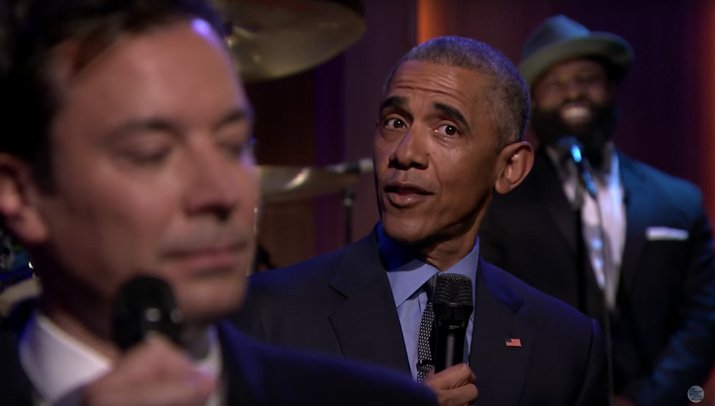 okayplayer's tweet photo. .@POTUS' slow-jam the news w/ @theroots was one for the ages https://t.co/uxXmXotudv #POTUSonFallon @FallonTonight https://t.co/GP55Dpt8KK
