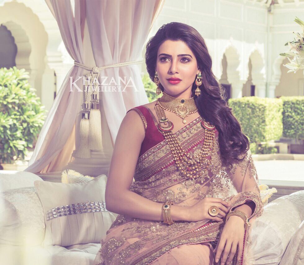 NeerajaKona's tweet photo. Loved working on this! @Samanthaprabhu2 looks every bit regal in Archana Jaju @indiamanomay for @KhazanaOfficial  ❤️ https://t.co/xh5AEzEq0l