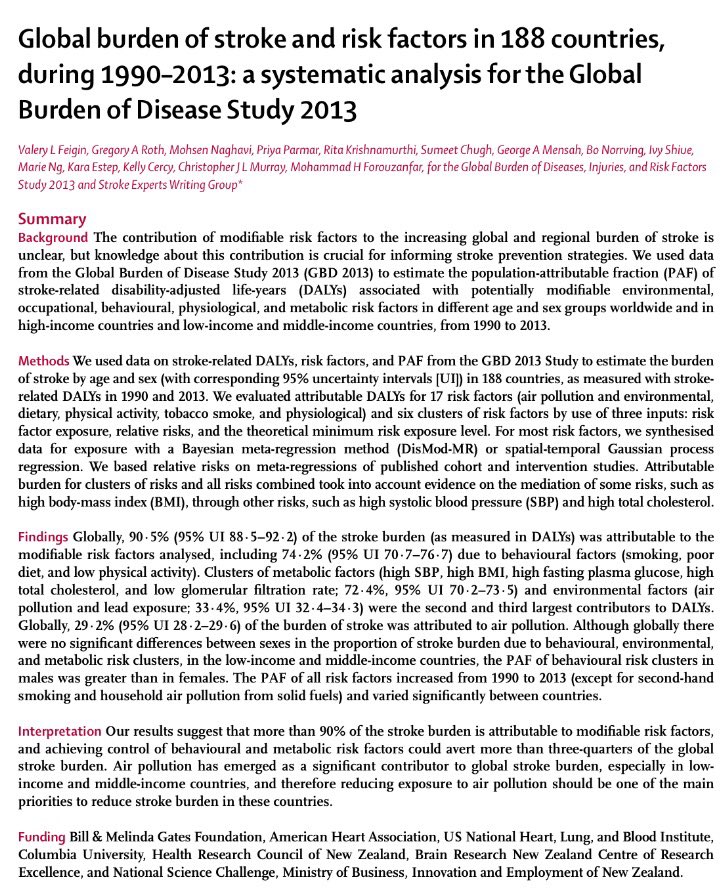 Air pollution emerges as a leading risk factor for stroke worldwide - <a href="/TheLancetNeuro/">The Lancet Neurology</a> thelancet.com/journals/laneu…