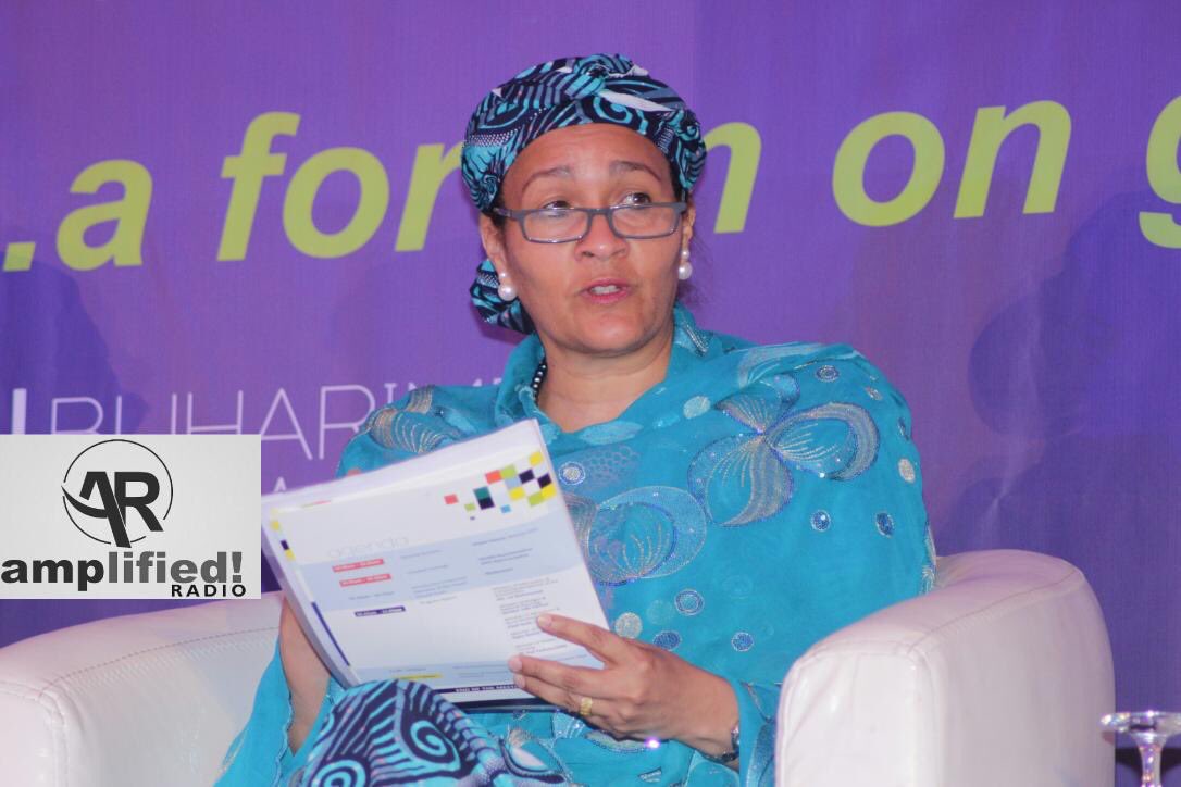 FMEnvng's tweet photo. HMEnv. @AminaJMohammed speaking at the #Buharimeter Town Hall Meeting held on 9/06/2016 at Sheraton Hotel, Abuja https://t.co/4An19FG2h8