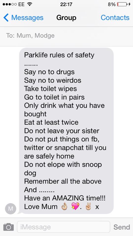 MollTaylor's tweet photo. The rules off @Shazoco for Parklife 😂🙄.... I think @Lanaplz is going to break them! https://t.co/vLsqUOIKCB