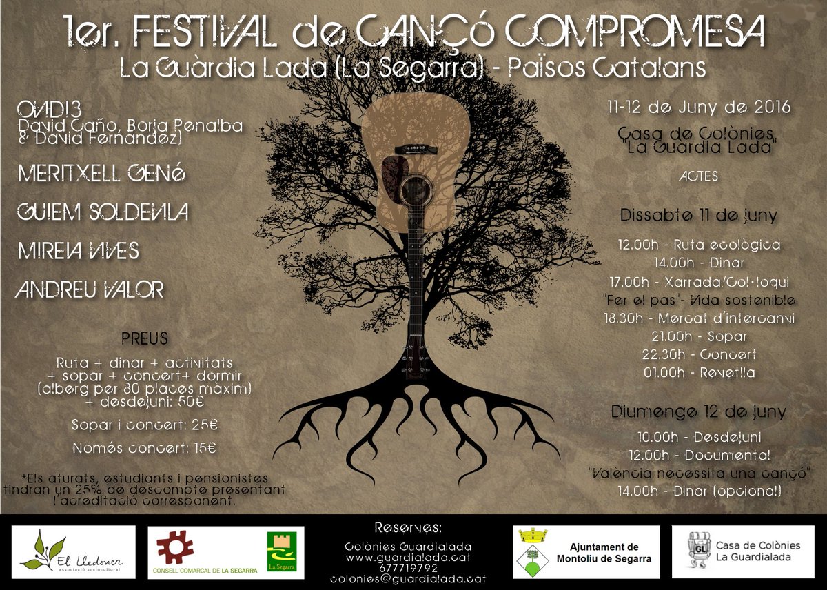 Turisme_Segarra's tweet photo. 1r Festival de Cançó Compromesa #Guardialada #laSegarra @ConsellComarcal @ccguardialada  @vice_rs @SomSegarra https://t.co/adGR2yzaZ7
