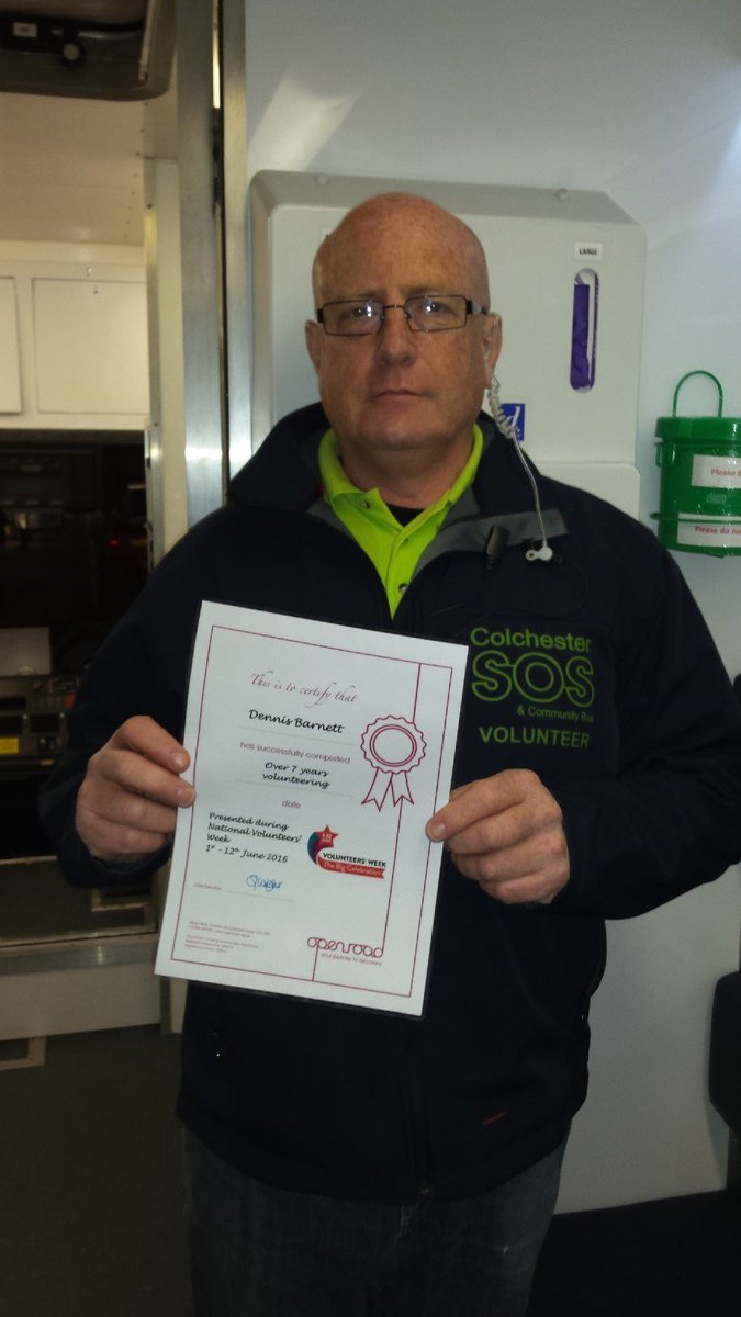Dennis Barnett - SOS Bus Volunteer. Thank you for the last 7 years volunteering <a href="/Open_Road/">Open Road</a> #volunteersweek