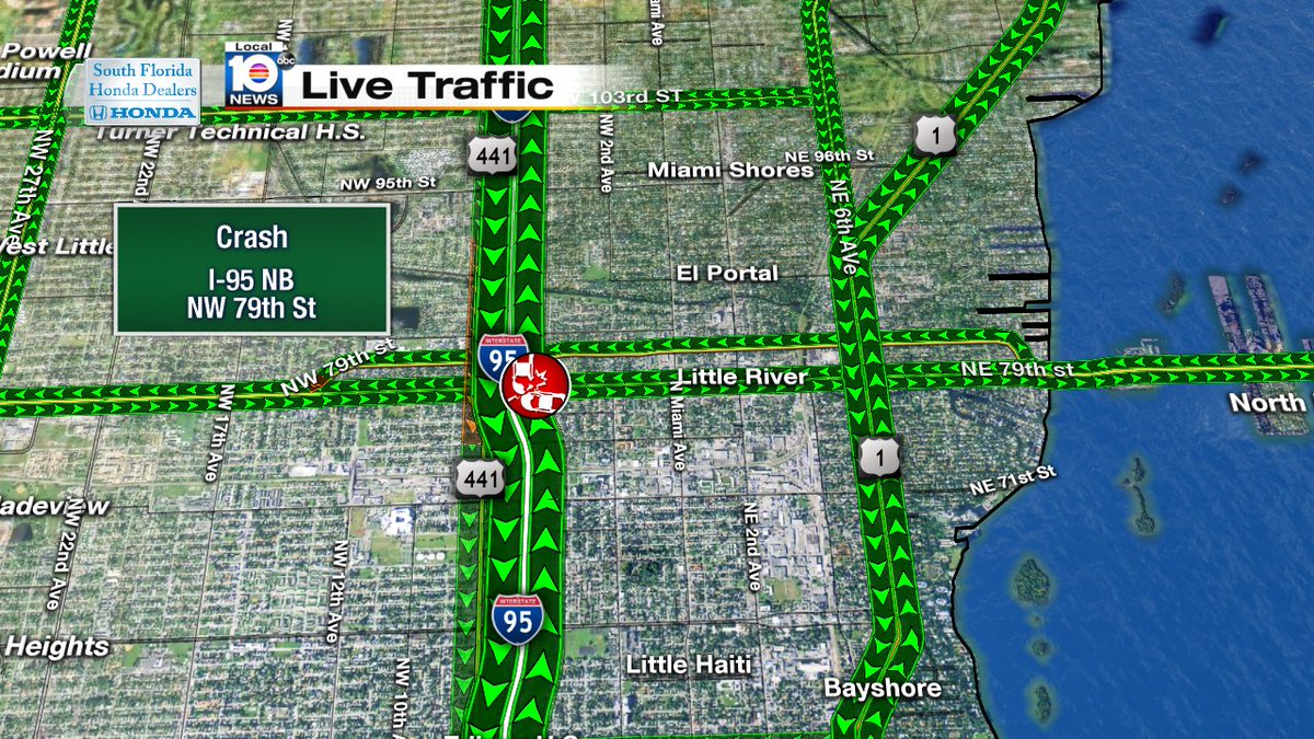 Crash at I-95 NB & NW 79th St. Left lane blocked #MIAMI #TRAFFIC https://t.co/CpLNkyJ3TJ